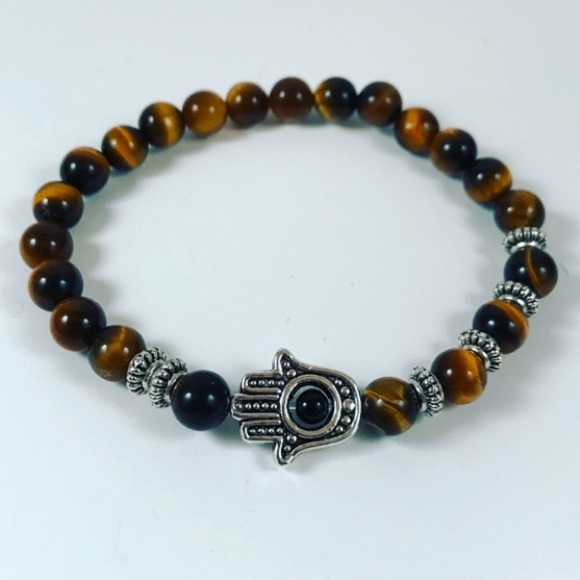 🔴 SALE !Men / women tiger eye hamsa bead bracelet - Picture 5 of 10